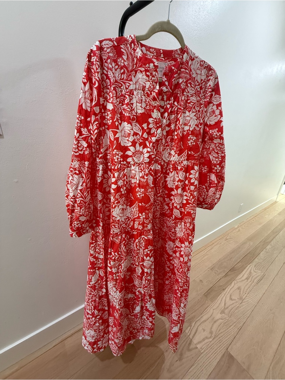 NWOT Hyacinth House Red White Floral Tiered Maxi Dress Size S